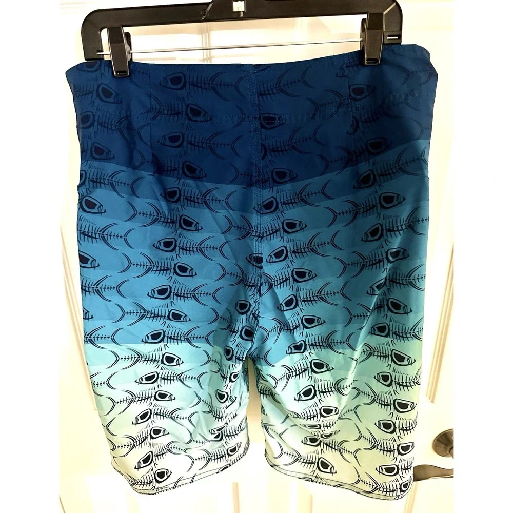 Tormenter Men's M Blue Fish Print Board Shorts Swim Trunks Swimwear